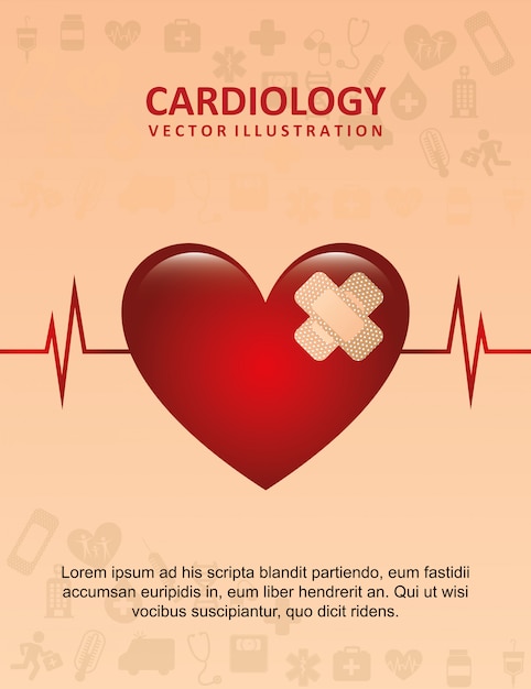 Vector diseño de cardiología sobre fondo rosa ilustración vectorial