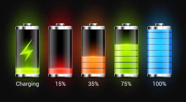 Vector diseño de carga de batería. energía de carga completa para teléfono móvil. indicador de acumulador