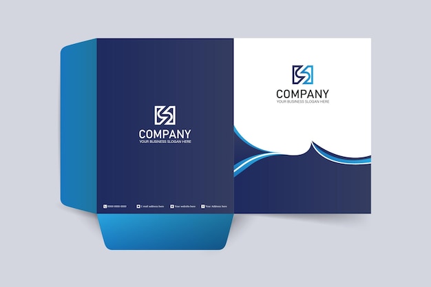 Diseño de carpeta de presentación azul de estilo de ondas creativas abstractas