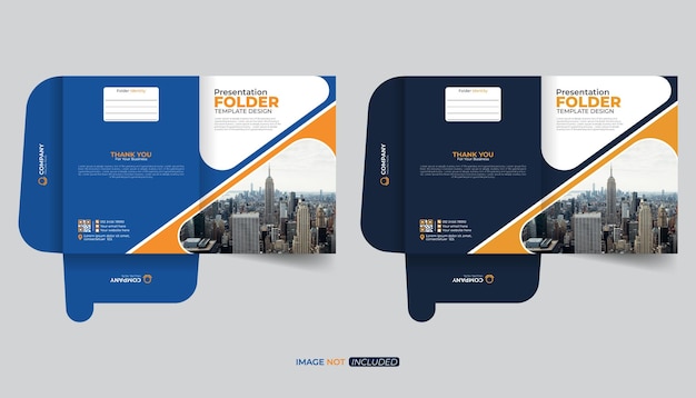 Diseño de carpetas de archivos de presentación con información empresarial de estilo único y moderno
