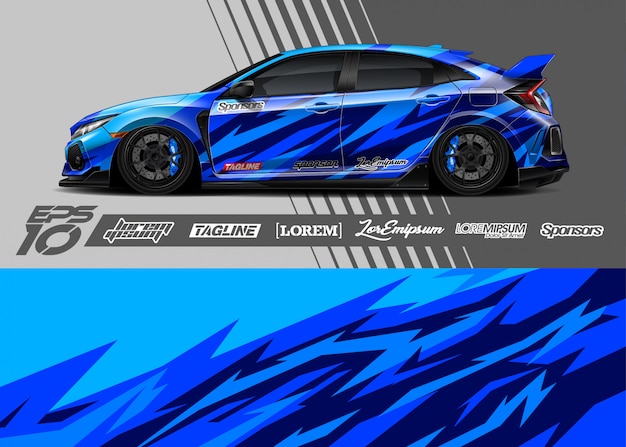 Diseño de carreras abstractas de envoltura de coche deportivo