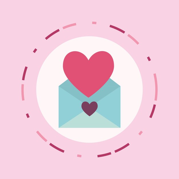 diseño de carta de amor con sobre e icono de corazón