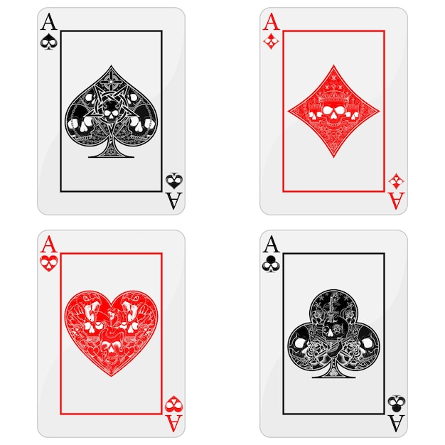 Vector diseño de cartas de poker con calaveras