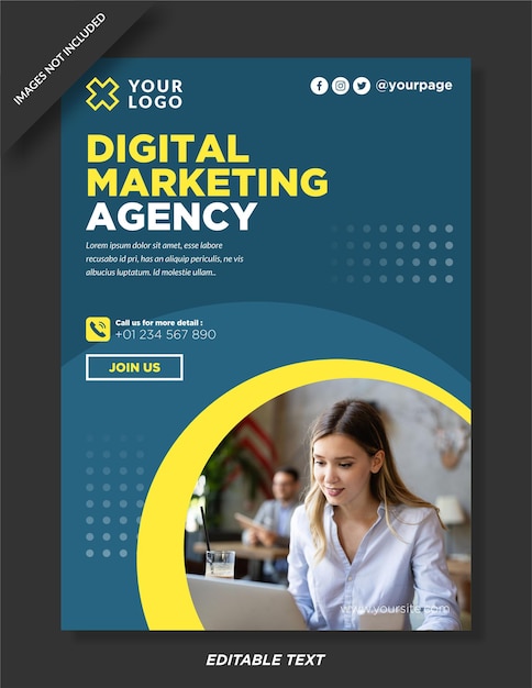 Diseño de cartel de agencia de marketing digital.