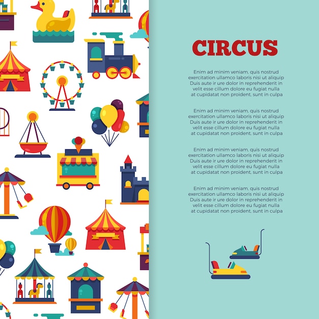 Diseño de cartel de banner de circo de parque de atracciones