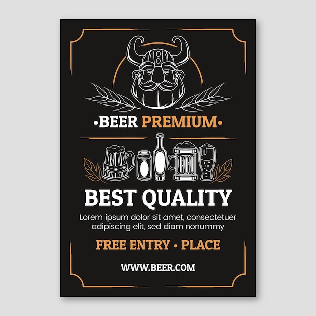 Diseño de cartel de bar de cerveza dibujado a mano