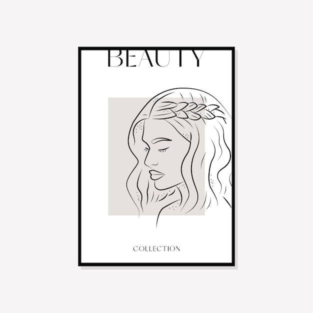 Diseño de cartel de Boho de arte de pared de vector de ilustración mínima bohemia