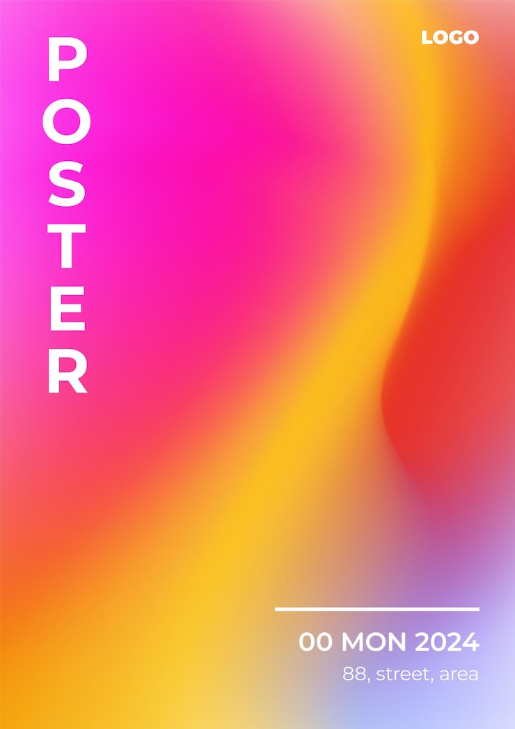 Vector diseño de cartel brillante de onda colorida