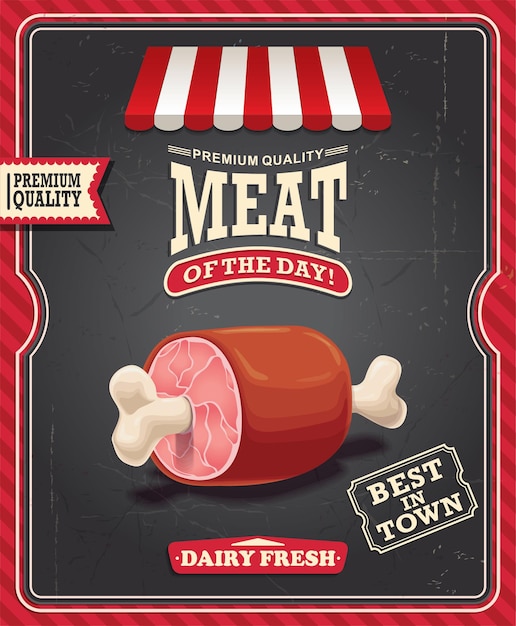 Diseño de cartel de carne vintage