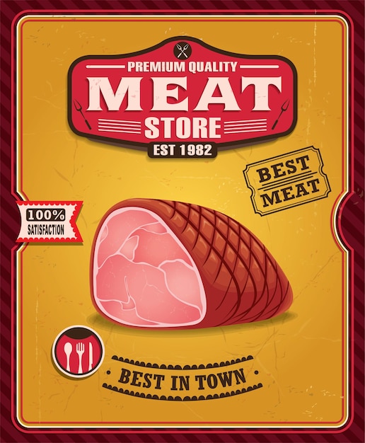 Diseño de cartel de carne vintage