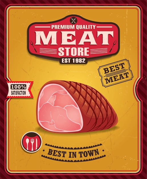 Vector diseño de cartel de carne vintage