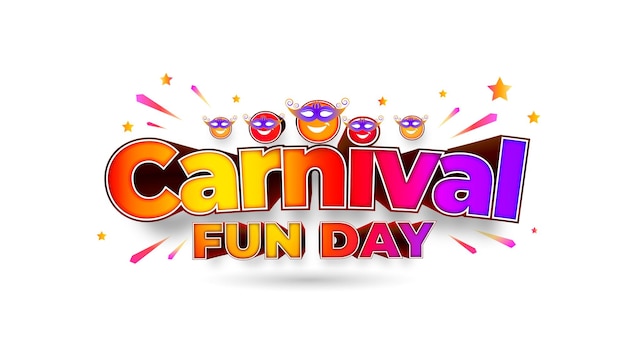 Diseño de cartel de celebración del festival de Carnaval con texto 3D colorido para el día de Carnaval