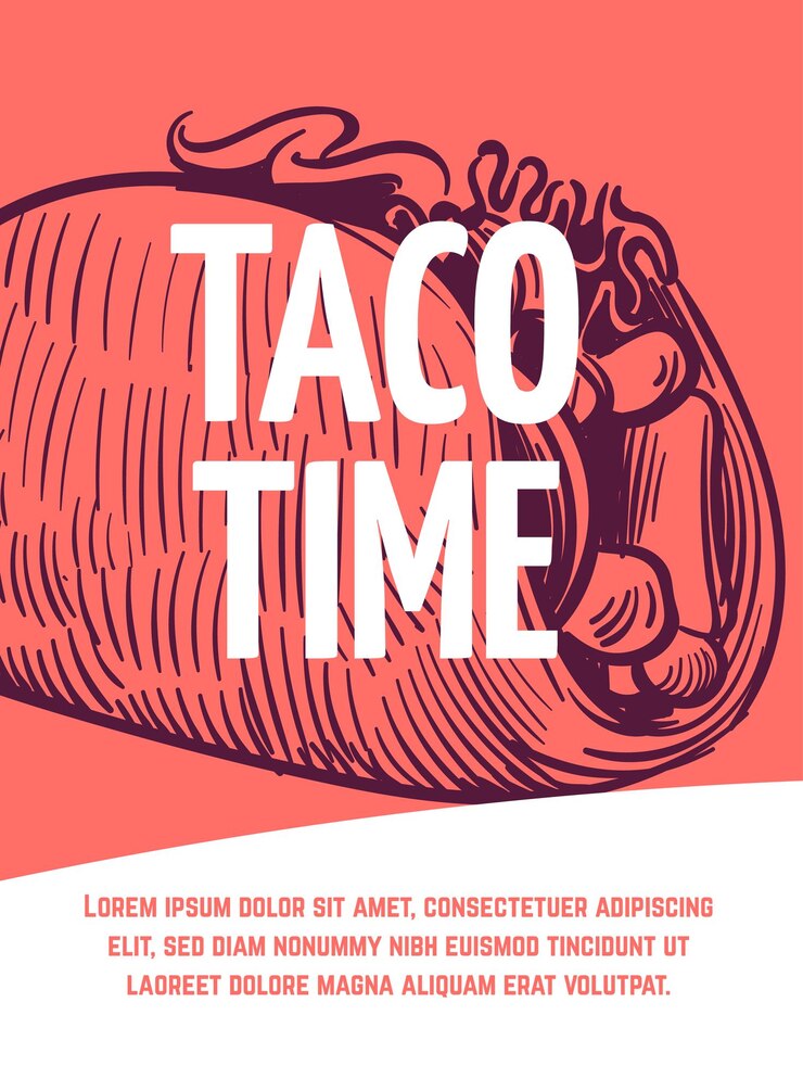 Vector diseño de un cartel de comida rápida para el tiempo de los tacos