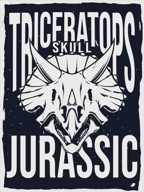 diseño del cartel del cráneo del triceratops