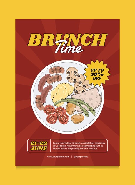 Diseño de cartel de desayuno retro adecuado para cartel de promoción