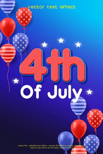 Diseño de cartel del Día de la Independencia del 4 de julio con fondos de globos