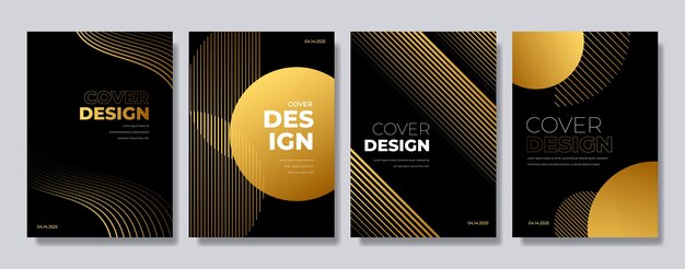 diseño de cartel dorado de lujo conjunto vectorial de fondo plantilla de portada con vibrante