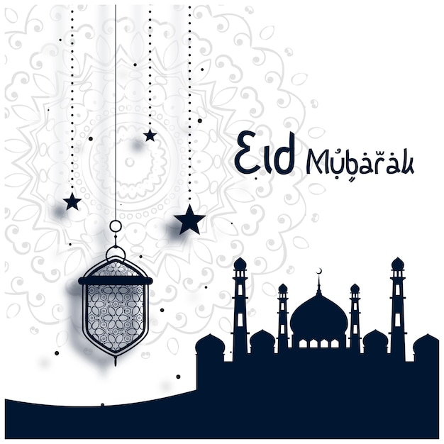 Vector diseño de cartel de eid mubarak con mandala en el fondo