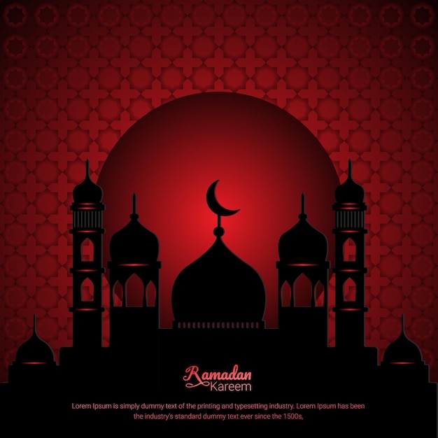 Un diseño de cartel eid rojo y negro y también antecedentes islámicos