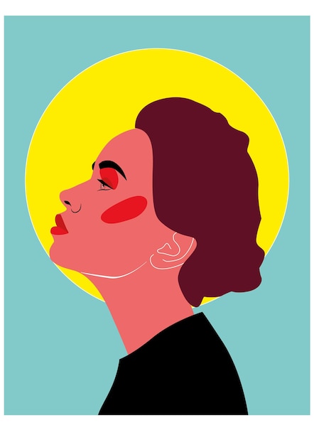 Diseño de cartel de estilo retro de retrato de mujer