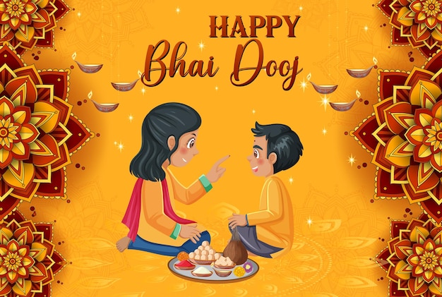 Vector diseño de cartel feliz bhai dooj