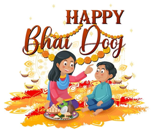 Vector diseño de cartel feliz bhai dooj