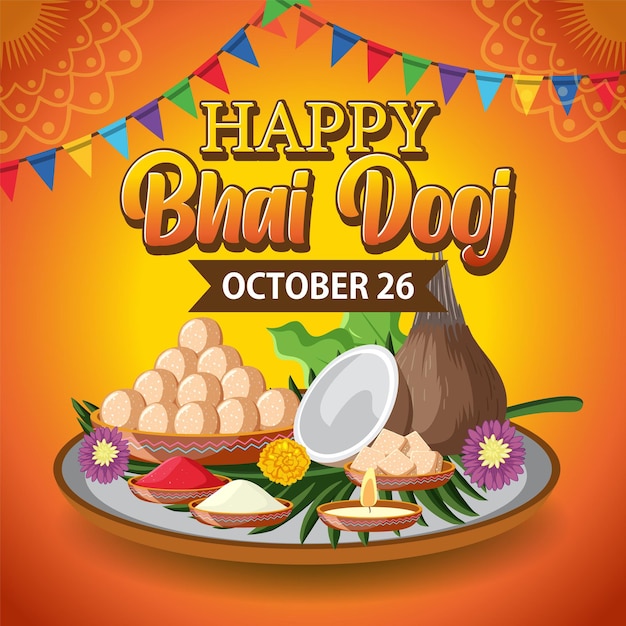 Diseño de cartel de feliz día de bhai dooj