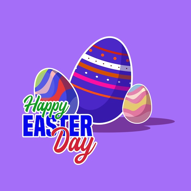 Diseño de cartel de feliz día de pascua con huevo colorido adecuado para evento de pascua