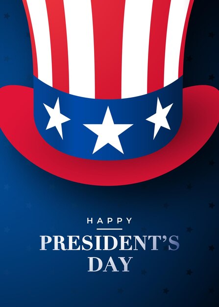 Vector diseño de cartel de feliz día de los presidentes con sombrero de tío sam