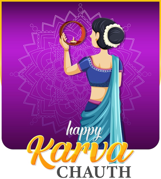 Vector diseño de cartel feliz karva chauth