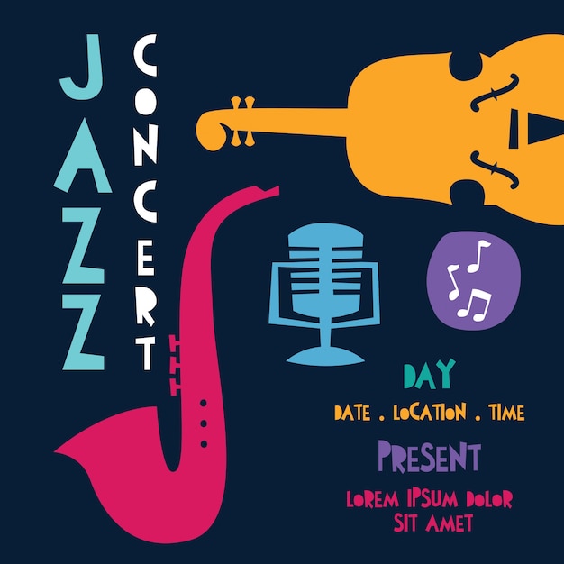 Diseño de cartel de festival de música de jazz