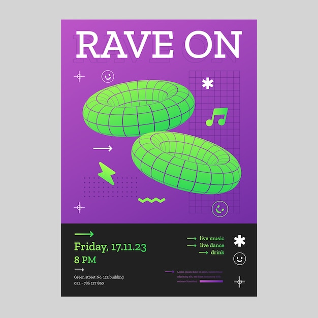 Diseño de cartel de fiesta rave