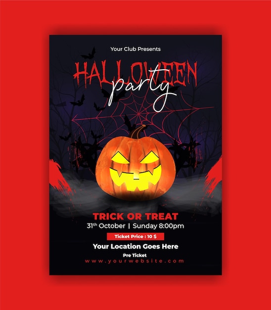 Diseño de cartel de fiesta realista para halloween.