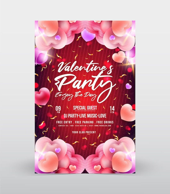 Vector diseño de cartel de fiesta de san valentín