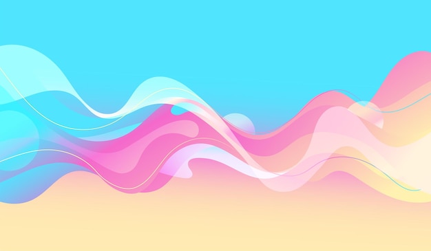 Vector diseño de cartel de flujo colorido moderno ola forma líquida pintura de color colorido líneas simples en movimiento