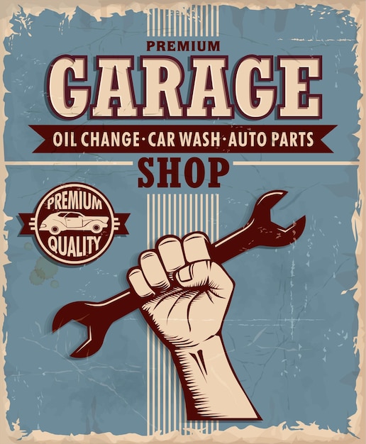 Diseño de cartel de garaje vintage