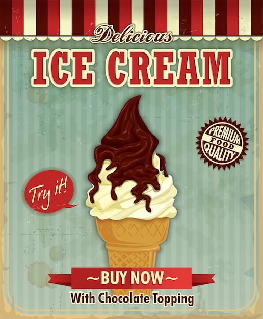Diseño de cartel de helado vintage