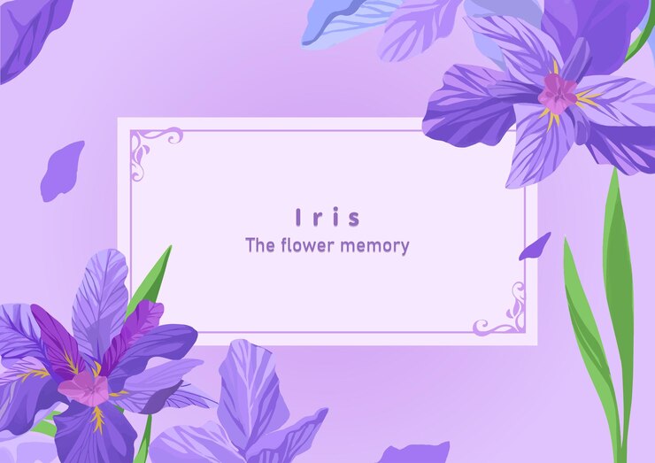Diseño de cartel de ilustración de memoria de la flor de iris que puede usar como portada de ppt