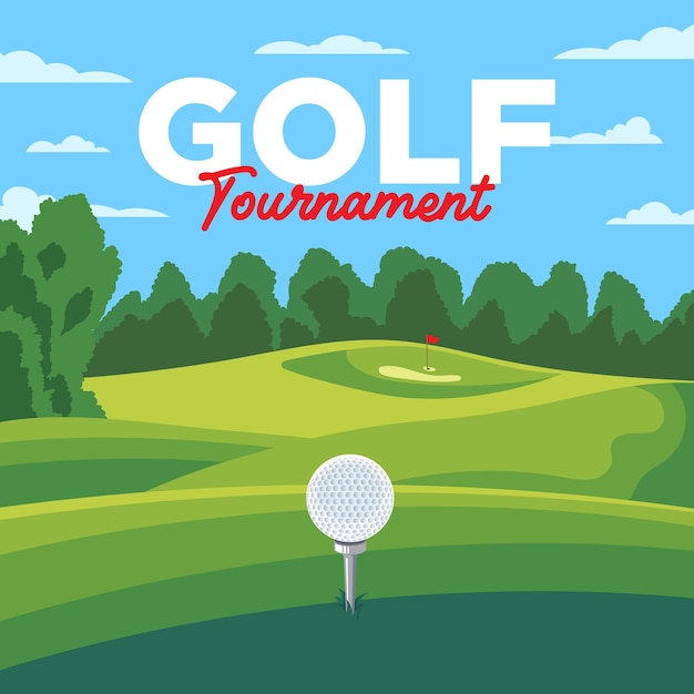 Diseño de cartel de ilustración de vector de torneo de deporte de golf
