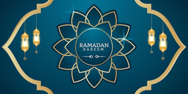 Diseño de cartel islámico vertical ramadan kareem realista con patrón y marco