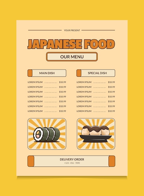 Diseño de cartel de menú japonés adecuado para cartel de promoción