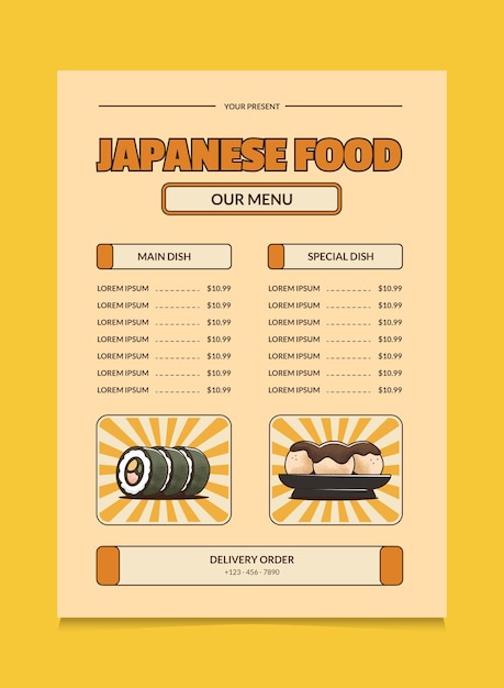 Vector diseño de cartel de menú japonés adecuado para cartel de promoción