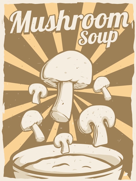 Diseño de cartel del menú de sopa de hongos