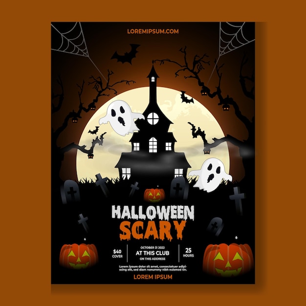 Diseño de cartel de miedo de noche de Halloween