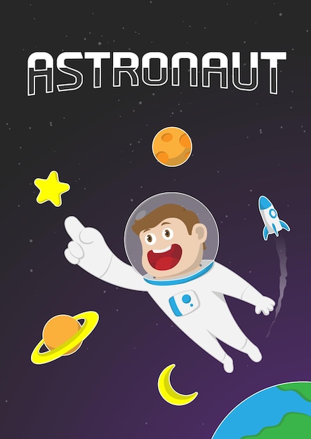 diseño de cartel de un niño que se convierte en astronauta