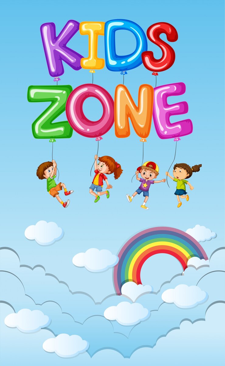 Vector diseño de cartel con niños en el cielo azul