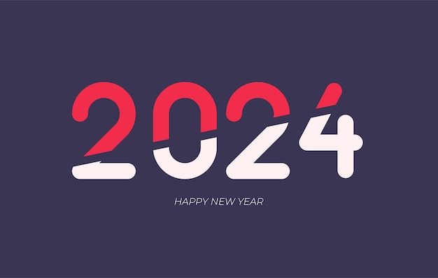 Diseño de cartel del nuevo año 2024 con números minimalistas