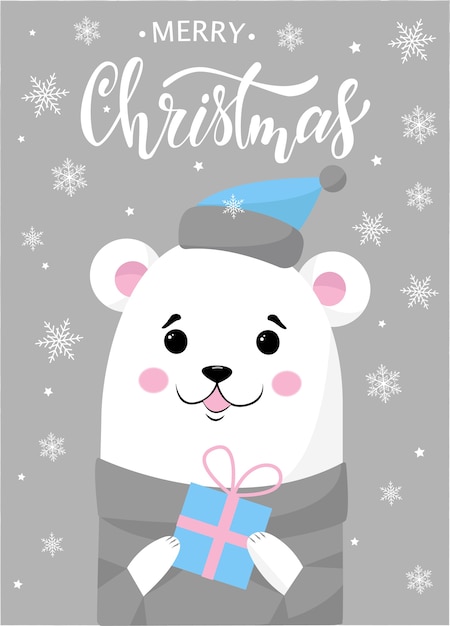 Diseño del cartel del oso de peluche de Navidad