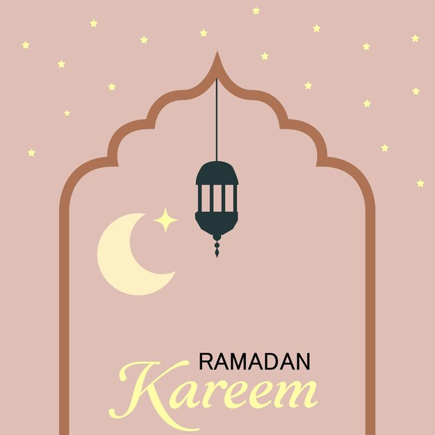 Diseño de cartel de pancartas de Ramadán Kareem Diseño minimalista geométrico moderno con mezquita