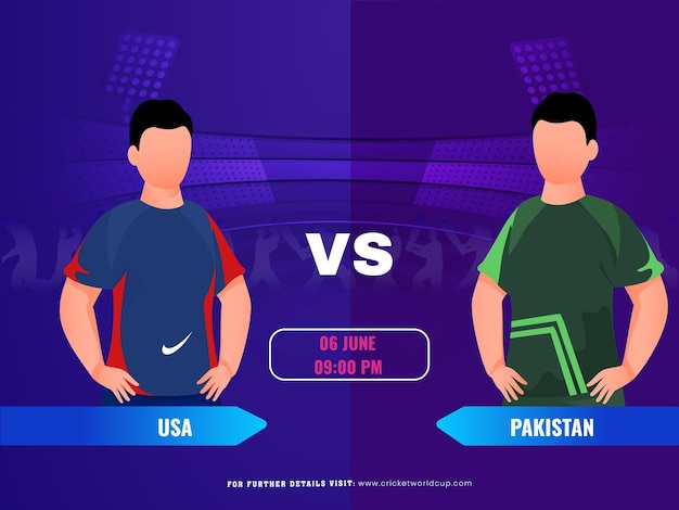 Diseño de cartel publicitario para el partido de cricket entre estados unidos y pakistán